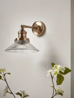 Cox & Cox Wall Lights<Antique Fluted Glass Wall Light - Brass