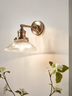 Cox & Cox Wall Lights<Antique Fluted Glass Wall Light - Brass