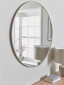 Cox & Cox Round Mirrors|Wall Mirrors<Antique Silver Slim Frame Round Mirror