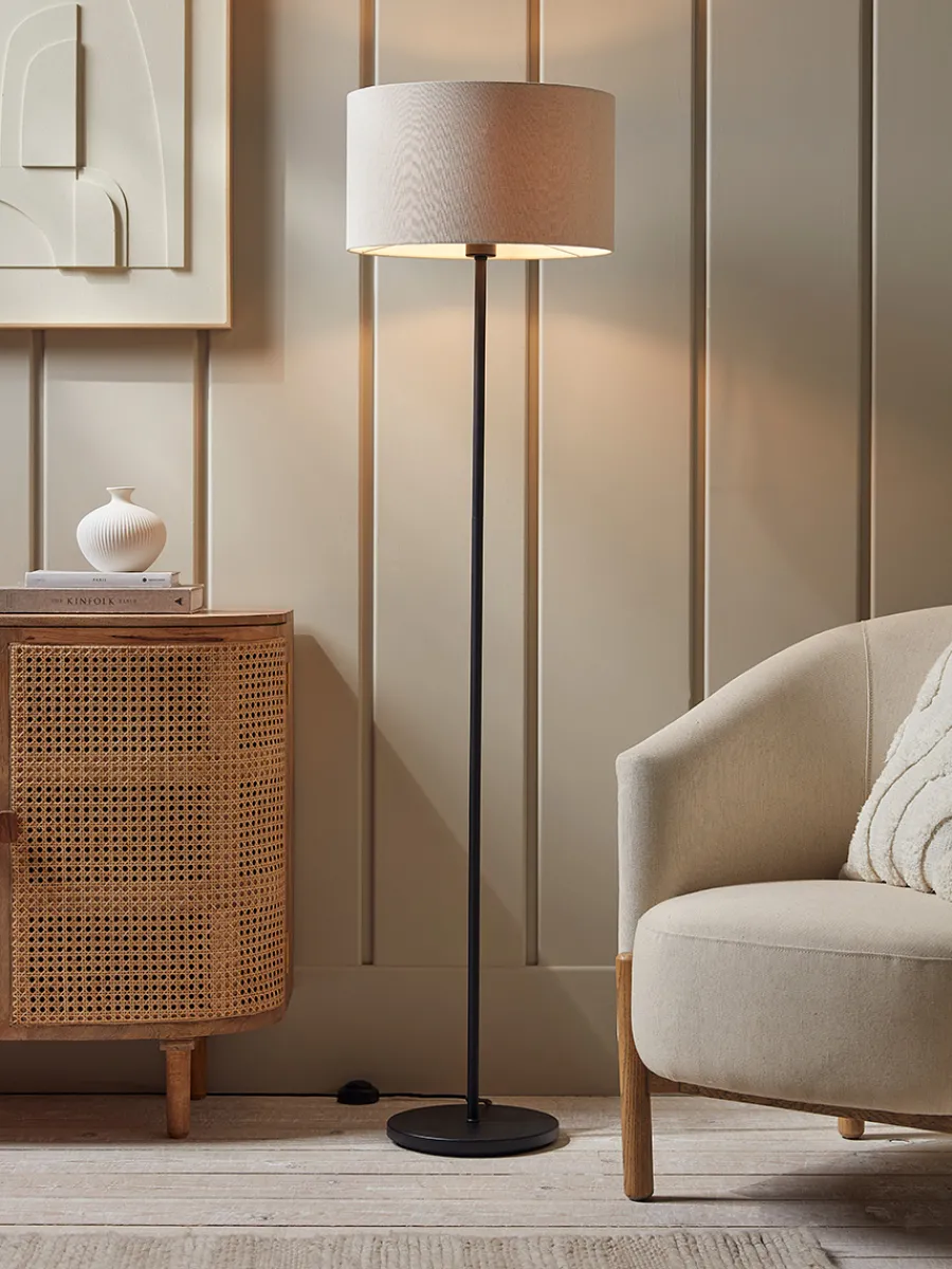 Cox & Cox Floor Lamps<Black & Beige Floor Lamp