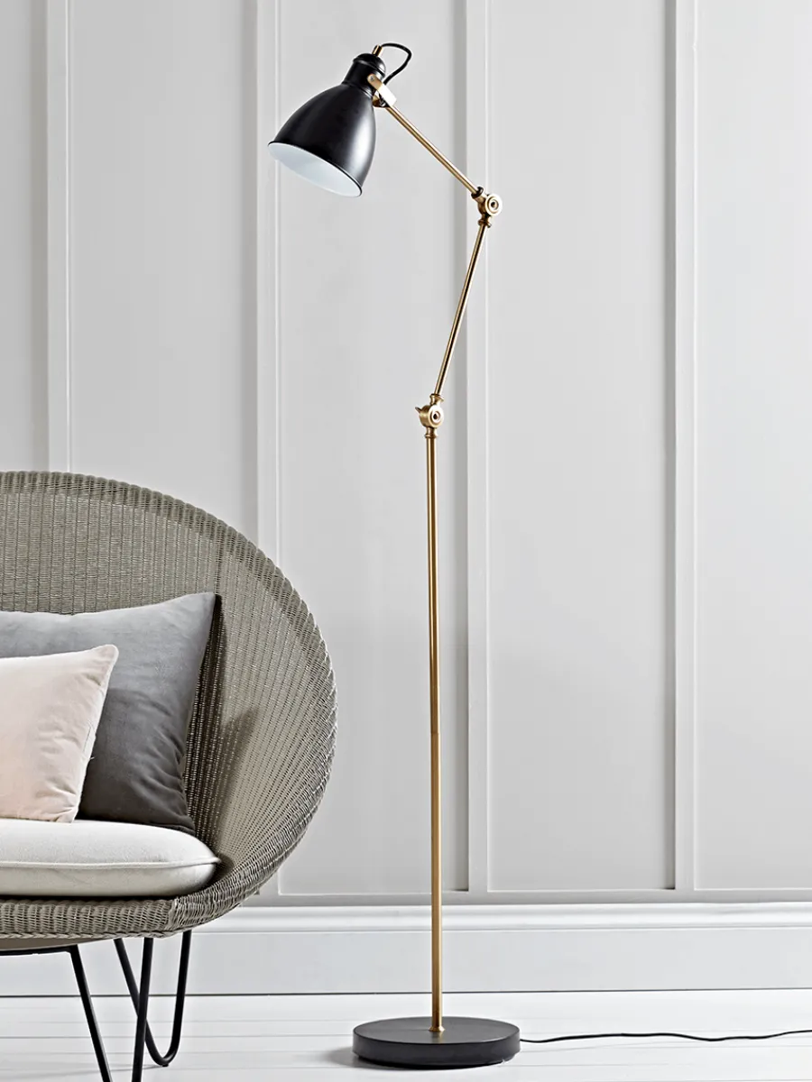 Cox & Cox Floor Lamps<Black & Brass Angle Floor Lamp
