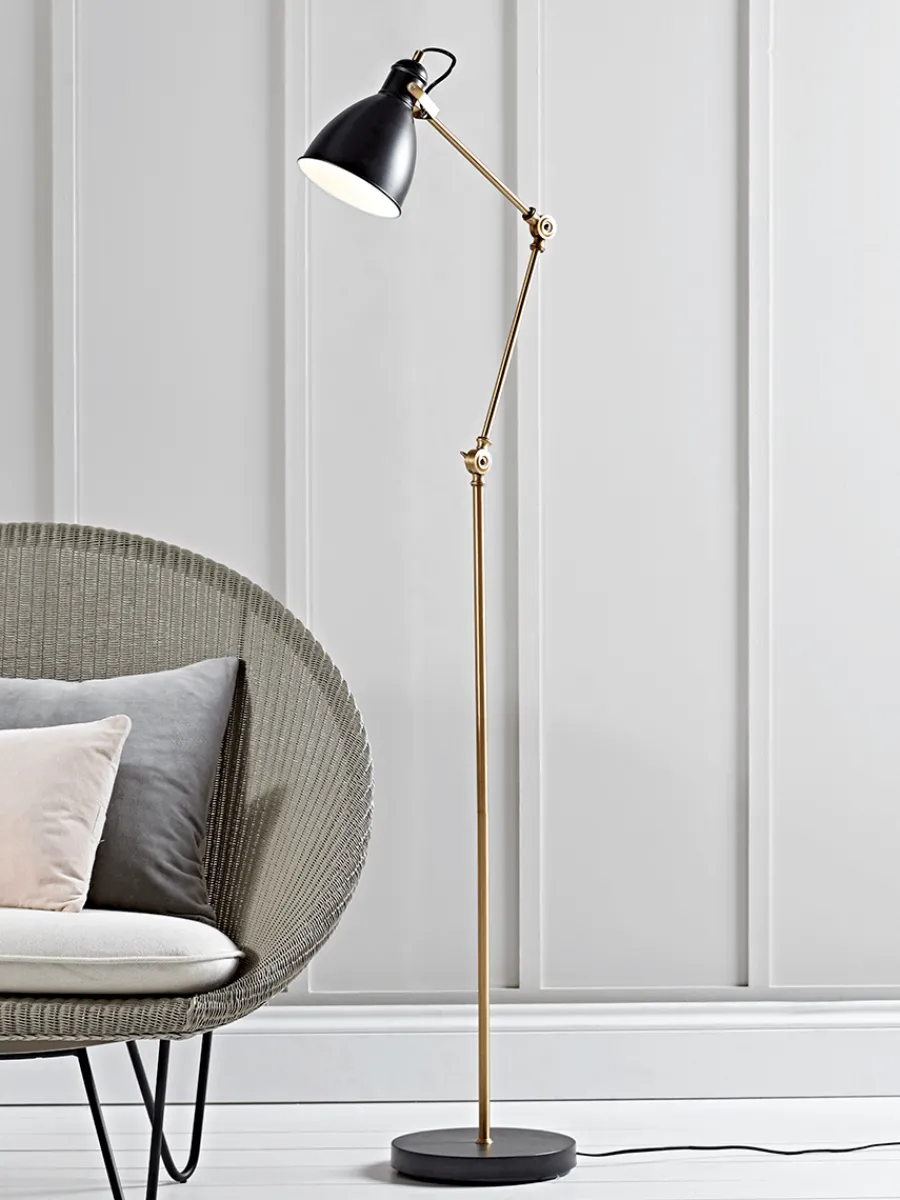 Cox & Cox Floor Lamps<Black & Brass Angle Floor Lamp