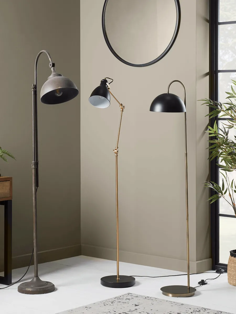 Cox & Cox Floor Lamps<Black & Brass Angle Floor Lamp