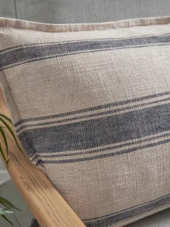 Cox & Cox Cushions|Cushions<Black & Natural Striped Cushion Cover - Rectangle