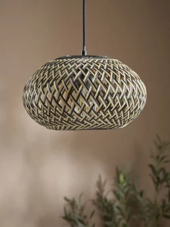 Cox & Cox Pendants<Black & Natural Woven Pendant - Small