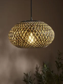 Cox & Cox Pendants<Black & Natural Woven Pendant - Small