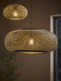 Cox & Cox Pendants<Black & Natural Woven Pendant - Small