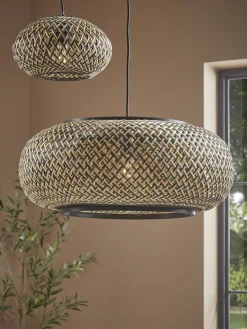 Cox & Cox Pendants<Black & Natural Woven Pendant - Small