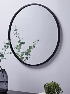 Cox & Cox Round Mirrors|Wall Mirrors<Black Bevelled Round Mirror - Large