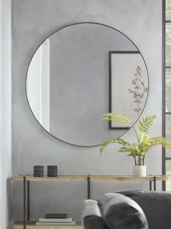 Cox & Cox Round Mirrors|Wall Mirrors<Black Slim Frame Round Mirror - Extra Large