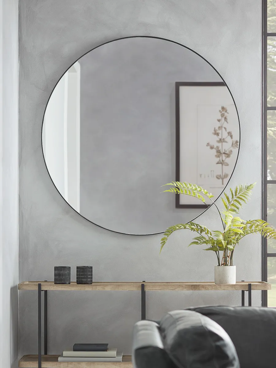 Cox & Cox Round Mirrors|Wall Mirrors<Black Slim Frame Round Mirror - Extra Large