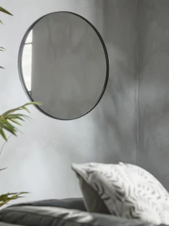 Cox & Cox Round Mirrors|Wall Mirrors<Black Slim Frame Round Mirror - Medium