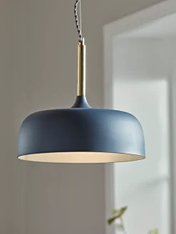 Cox & Cox Pendants<Blue & Brass Pendant Light