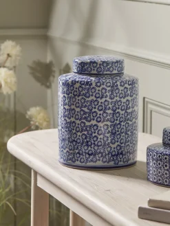 Cox & Cox Vases<Blue & White Patterned Storage Pot
