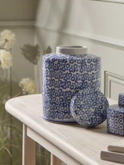 Cox & Cox Vases<Blue & White Patterned Storage Pot