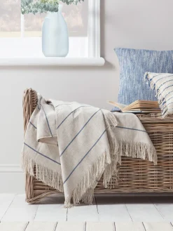 Cox & Cox Throws<Blue Striped Throw