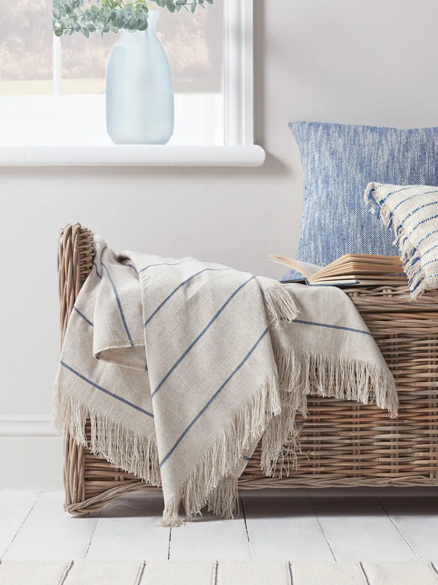 Cox & Cox Throws<Blue Striped Throw