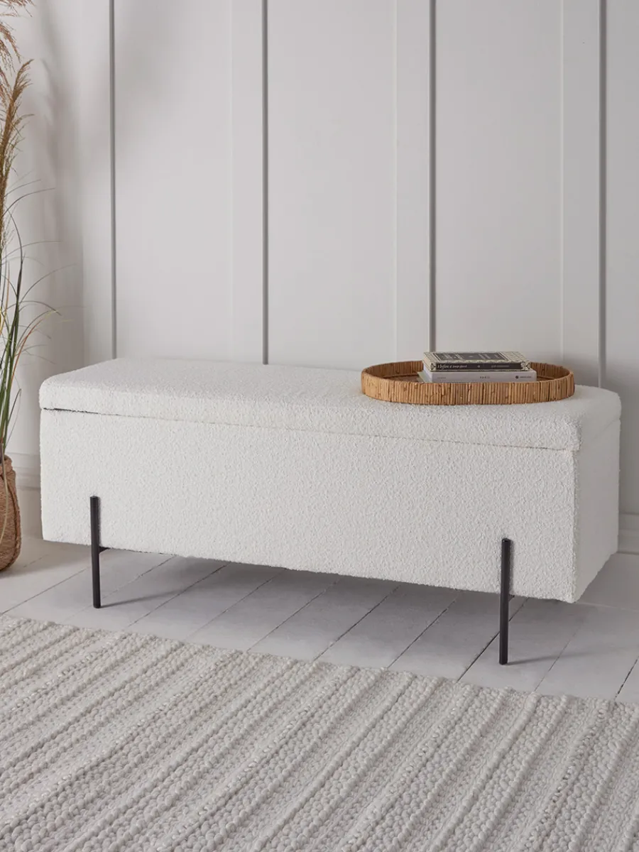 Cox & Cox Ottomans, Footstools & Pouffes|Benches<Bouclé Storage bench