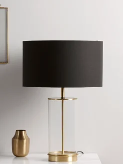 Cox & Cox Table Lamps<Brass & Black Glass Table Lamp