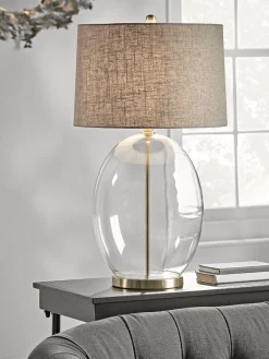 Cox & Cox Table Lamps<Brushed Brass & Glass Table Lamp