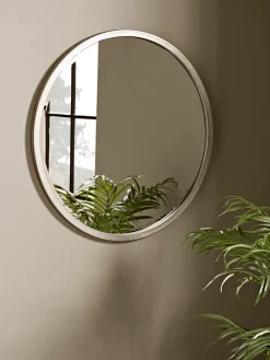 Cox & Cox Round Mirrors|Wall Mirrors<Burnished Silver Bevelled Round Mirror - Small