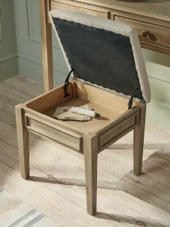Cox & Cox Dressing Tables & Stools|Dressing Tables & Stools<Camille Dressing Table Storage Stool - Limewashed