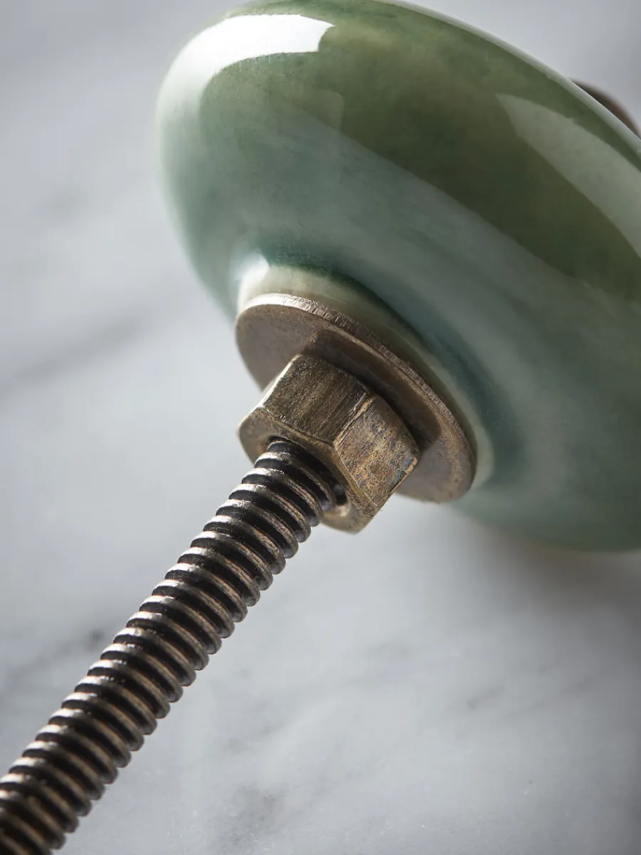 Cox & Cox Hardware<Ceramic Round Knob - Sage