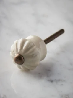 Cox & Cox Hardware<Ceramic Scalloped Handle - White