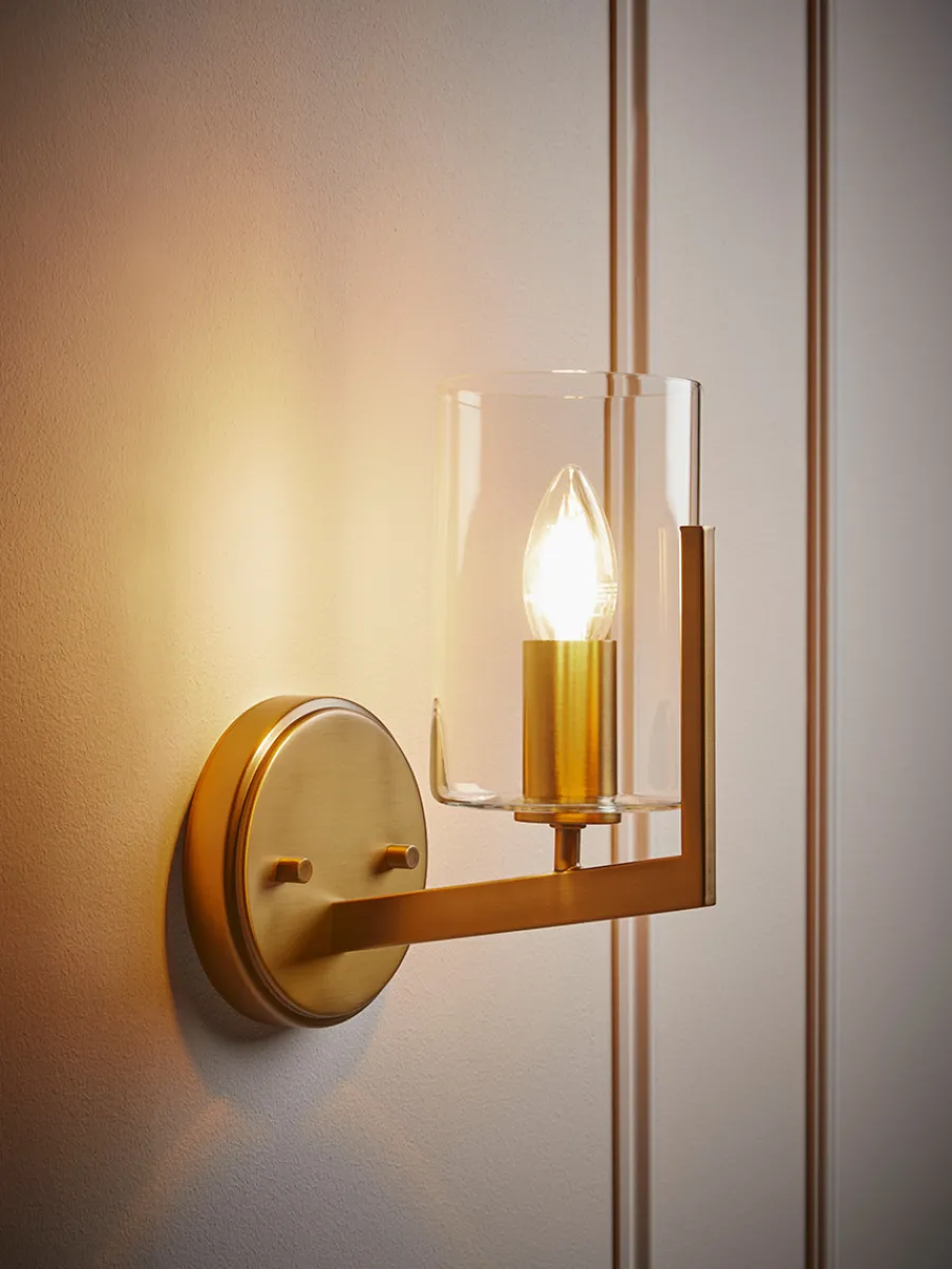 Cox & Cox Wall Lights<Column Glass & Brass Wall Light