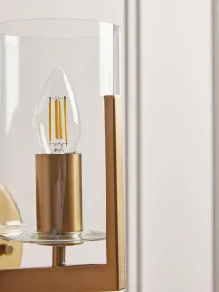 Cox & Cox Wall Lights<Column Glass & Brass Wall Light