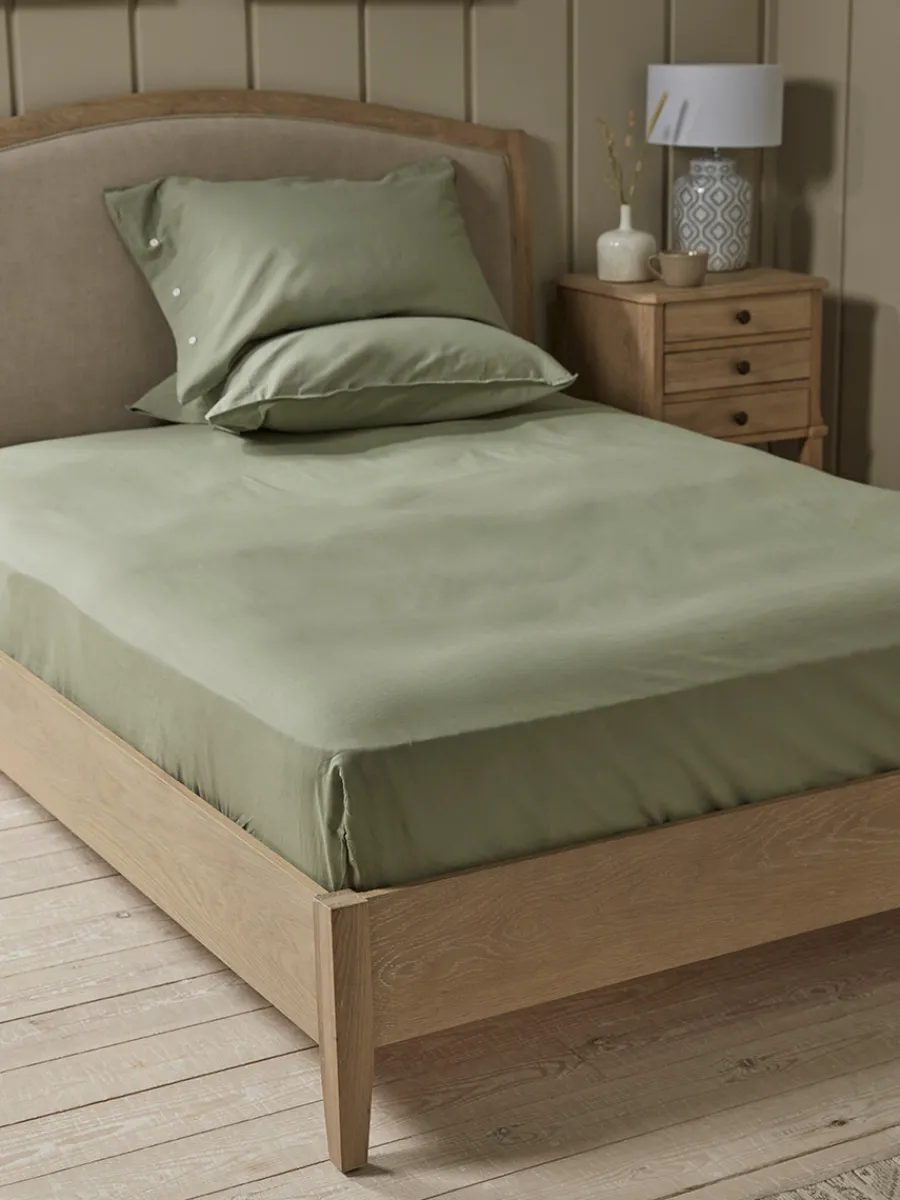Cox & Cox Bedding|Bedding<Cotton King Fitted Sheet- Eucalyptus