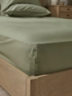 Cox & Cox Bedding|Bedding<Cotton King Fitted Sheet- Eucalyptus