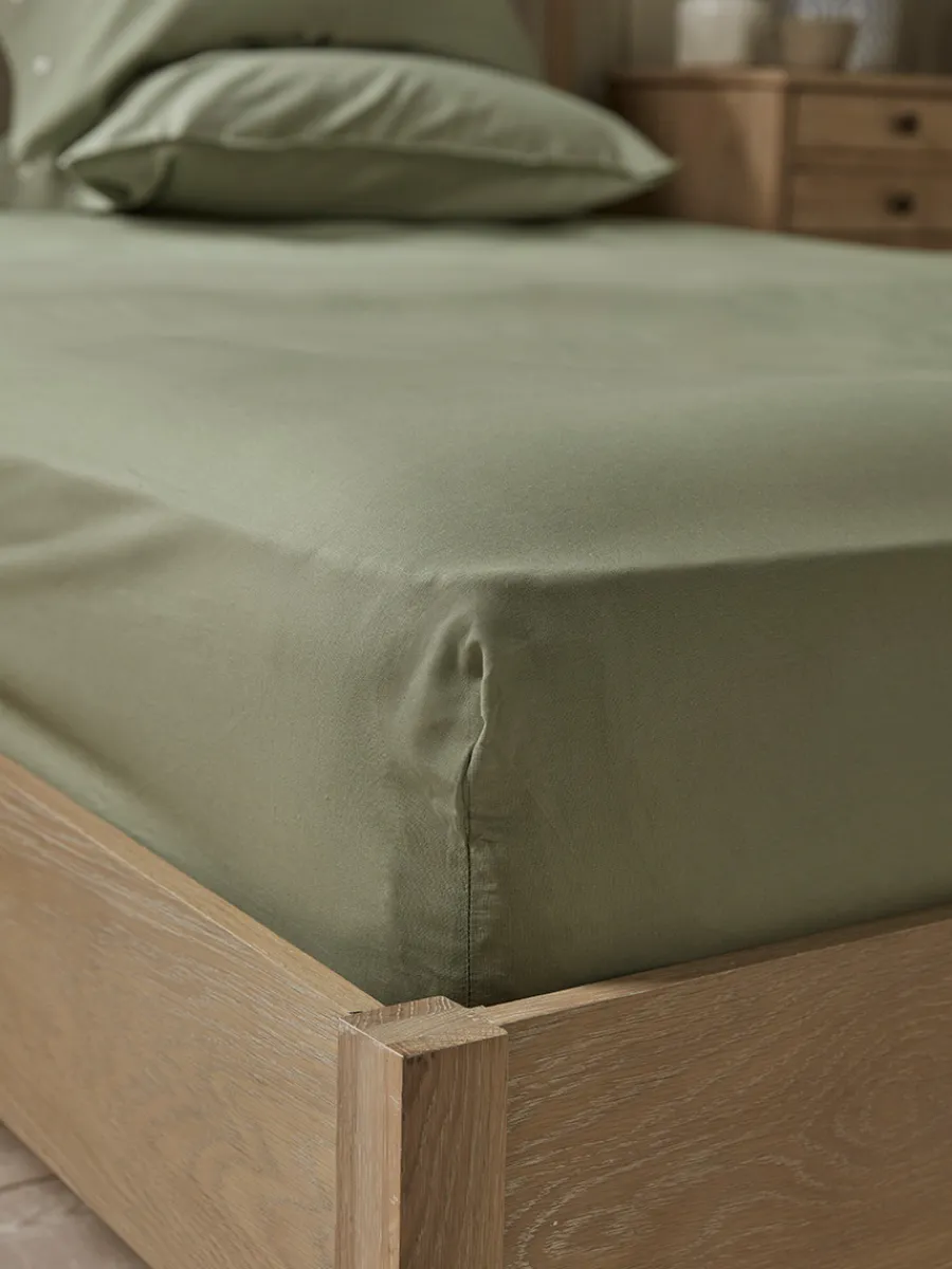 Cox & Cox Bedding|Bedding<Cotton King Fitted Sheet- Eucalyptus