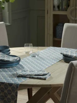 Cox & Cox Kitchen Accessories & Tableware<Cotton Table Runner - Swedish Blue Print