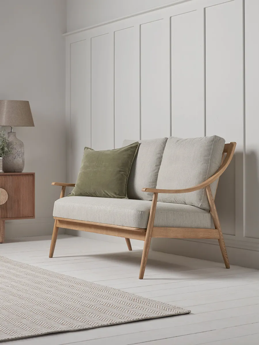 Cox & Cox Sofas<Curved Arm Mid Century Sofa - Linen