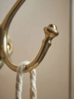 Cox & Cox Hardware|Hooks & Hook Racks<Decorative Double Coat Hook - Solid Brass