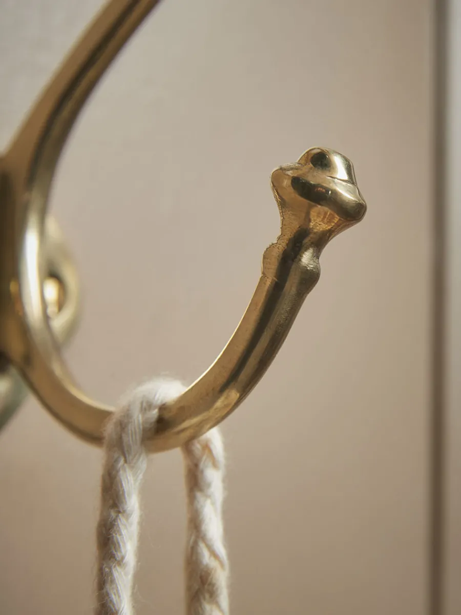 Cox & Cox Hardware|Hooks & Hook Racks<Decorative Double Coat Hook - Solid Brass