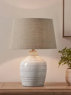 Cox & Cox Table Lamps<Distressed Whitewashed Table Lamp