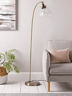 Cox & Cox Floor Lamps<Domed Glass Floor Lamp - Brass