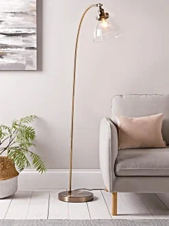 Cox & Cox Floor Lamps<Domed Glass Floor Lamp - Brass