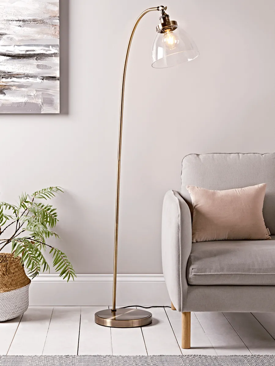 Cox & Cox Floor Lamps<Domed Glass Floor Lamp - Brass