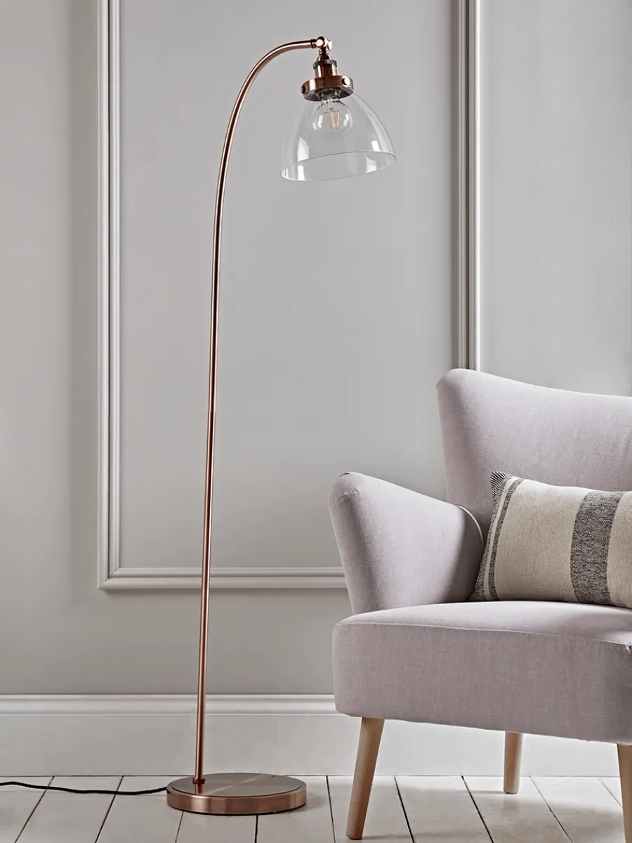 Cox & Cox Floor Lamps<Domed Glass Floor Lamp - Copper