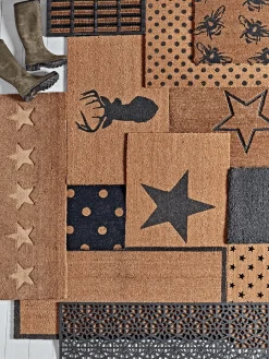 Cox & Cox Doormats|Doormats<Embossed Stars Doormat - Double