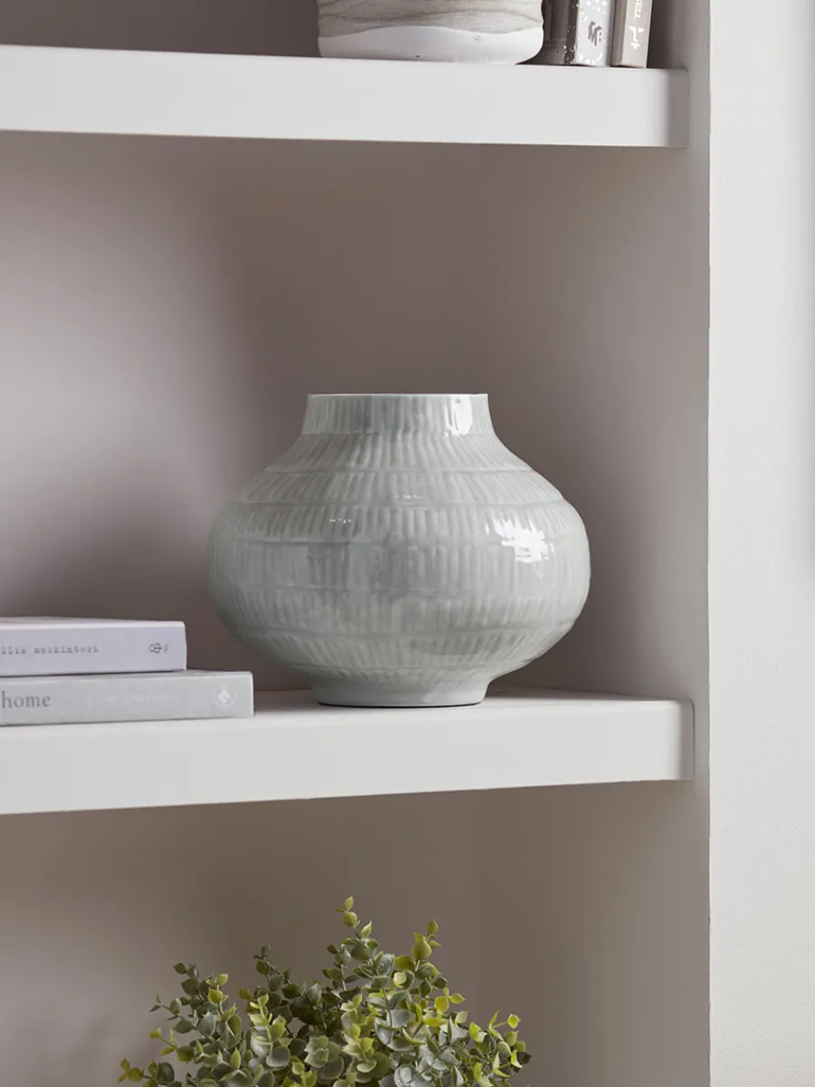 Cox & Cox Vases<Etched Metal Vase - Grey