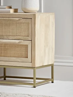 Cox & Cox Bedside Tables|Bedside Tables<Flat Rattan Webbing Bedside Table