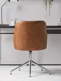 Cox & Cox Office Chairs<Fluted Leather Swivel Chair - Tan