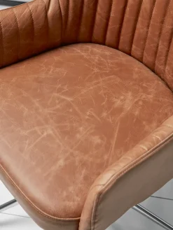 Cox & Cox Office Chairs<Fluted Leather Swivel Chair - Tan