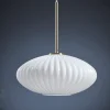 Cox & Cox Pendants<Fluted Milky Glass Pendant - Oval