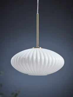 Cox & Cox Pendants<Fluted Milky Glass Pendant - Oval