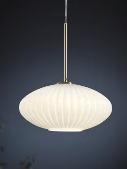 Cox & Cox Pendants<Fluted Milky Glass Pendant - Oval